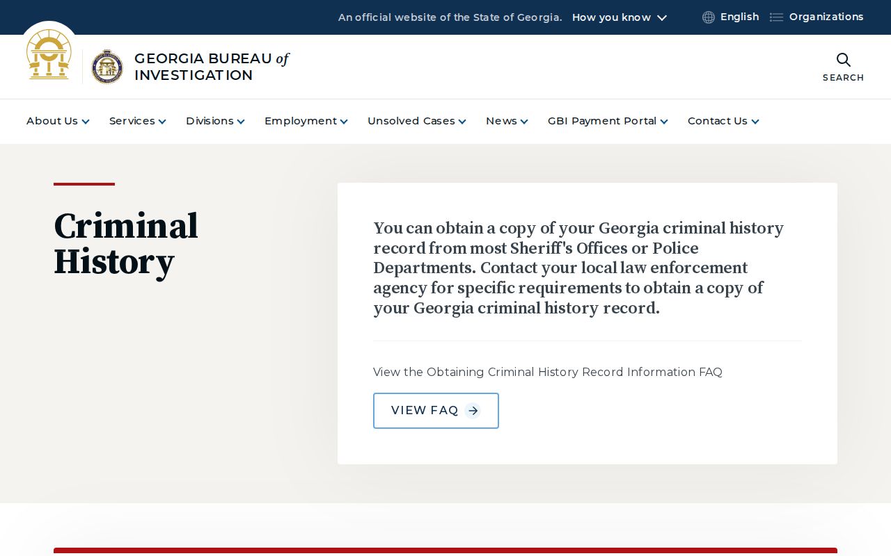 GBI Georgia criminal history information page